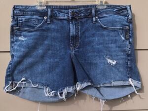 Silver Jeans Women Suki Shorts Denim Jean Shorts Frayed Hem Blue Size 18 x 5"